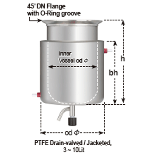 Drain Valve, PTFE, od 24mm, for 10Lit Vessel