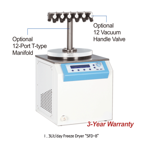 Freeze Dryer, Bench-Top, 8 Lit, 3Lit/24hr, UniFreez FRD-8, 230V