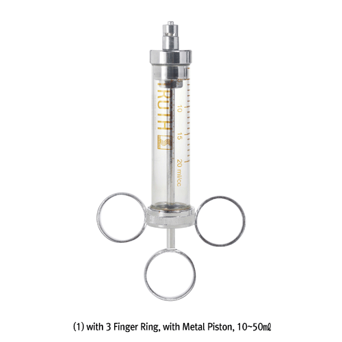 Control Glass Syringe, w/Metal Piston, 20ml, Divi. 1.0ml