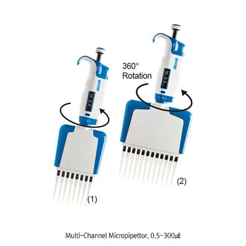 Pipettor, 8-Channel, 5~50 / 0.1㎕, ≤± 0.4㎕, ≤±0.8 %, 0.4 CV%