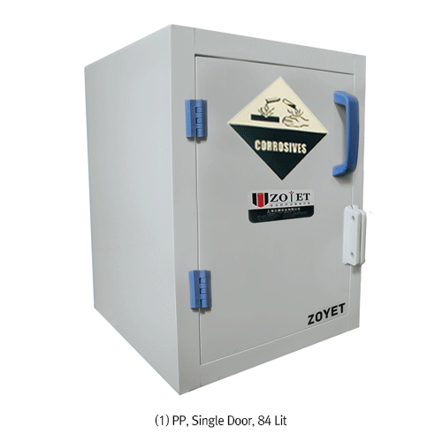 PP Safety Cabinet for Acid & Corrosive Storage, 2 Door, Manual, 1 Shelf, 114Lit.