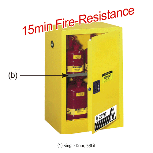 Safety Cabinets for Flammable Liquid, 2 Door, Self-closing, 2 Shelves, 578Lit., w1090×d460×h1650mm