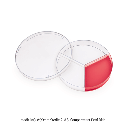 Petri Dish, PS, 90 x 15mm, with Three Room