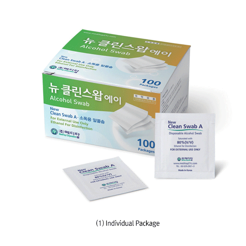 MediTop® Disposable Isopropanol Swab, Non-Sterile, 78.85% 비멸균 개별포장 에탄올 스왑, 100매/ 60Cs
