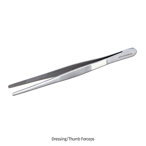 Dressing/Thumb Forceps, SS, Blunt & Ridged-Tip, L250mm