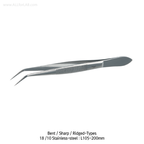 Bent SS Forcep, Sharp / Ridged, L130mm
