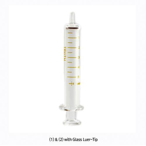 Glass Syringe, w/Metal Luer-Lock Tip, 5ml, Divi. 0.2ml