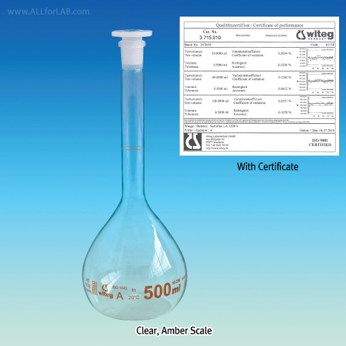 Volu.Flask, with PE Stopper, Clrear, Amber-scale, 5000㎖,±1.200㎖, 34/35