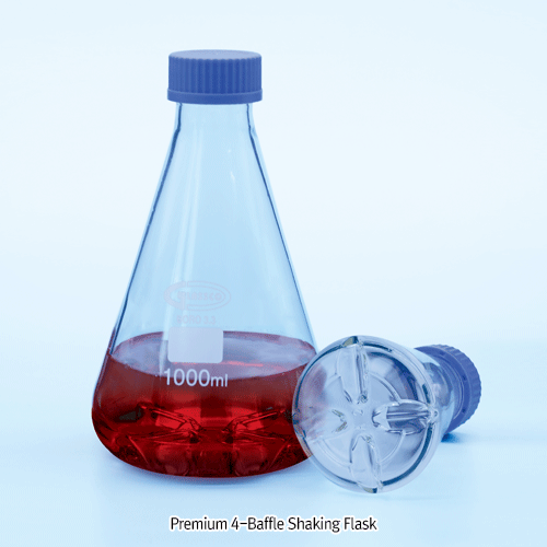 Flasks, Baffled, w/GL45 Membrane Cap, 2,000㎖, Φ166×h265mm