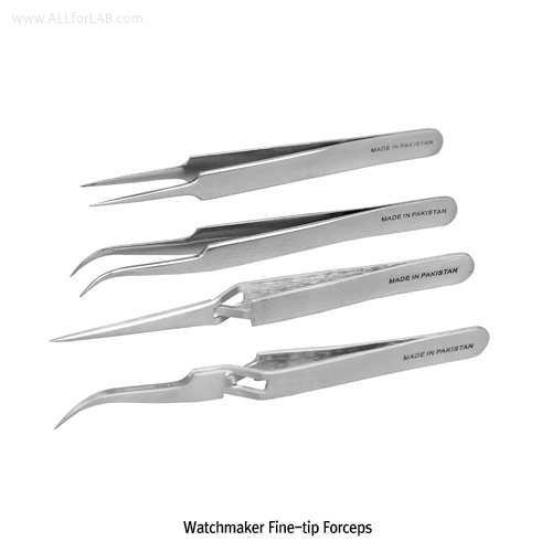 Watchmaker Forcep, STS, Curved,  L105mm