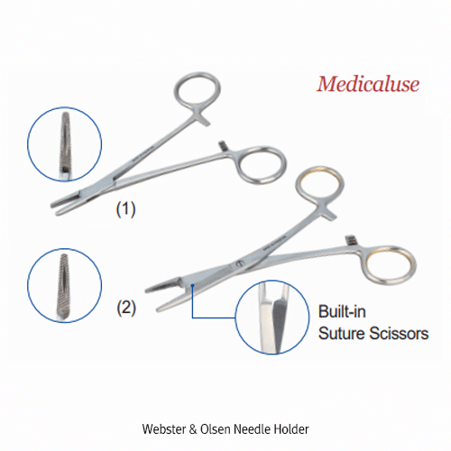 Needle Holder, Stainless-steel, Webster, L135mm