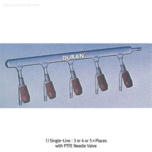 Vacu. Manifold.Double, 2-Way PTFE Valve, 5xPlaces