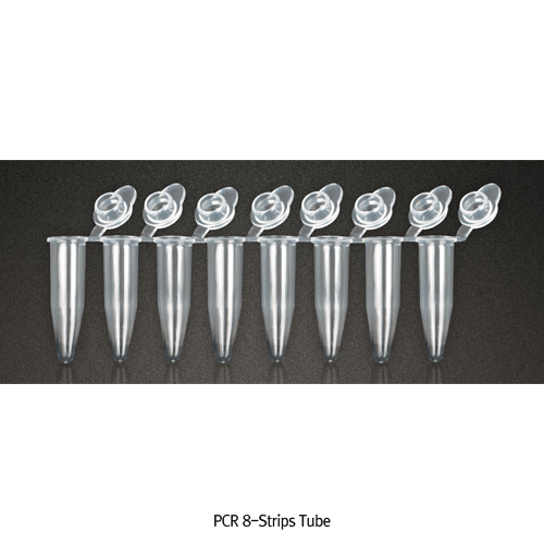 Tube, PCR, PP, 0.2㎖, 8-Strips, with Attached Flat Cap