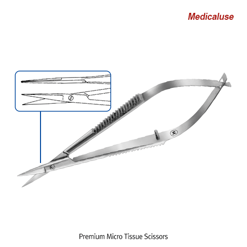 Micro Scissors, SS, Straight, L105mm, Cutting Blade-L10mm