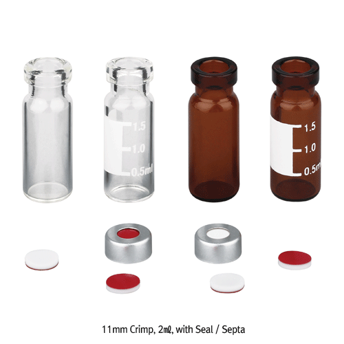 Vial, 2ml, Clear, w/ Al-Seal & Red PTFE / White Silicone Septa
