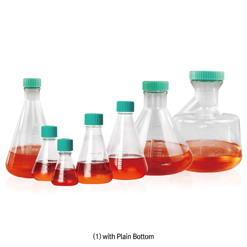 Erlenmeyer Flask, with Baffled Bottom, PC, 250ml, PE Vented Cap, Sterile