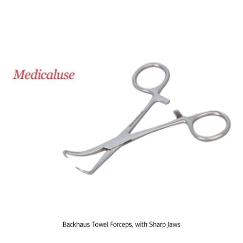 Towel Forceps, Stainless-steel, Curved, L105mm