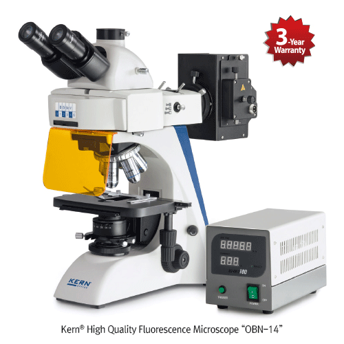 Microscope, Fluorescence, Infinity Plan, HWF 10x/Ø20mm, 4x/10x/20x/40x/100x, Trinocular