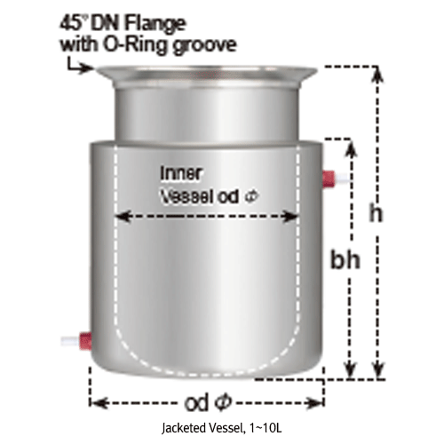 Reaction Vessel, Stainless-steel, Vacuum, Jacketed, DN150, 5Lit, GL25