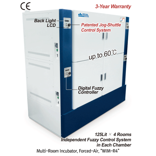 Incubator 4-Rooms, 4X125lit., 0~60℃ WIM-R4, 3Phase