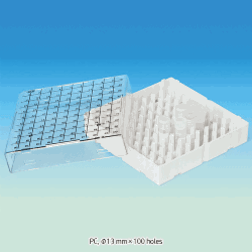 Freezer Box, PC, Φ13 mm×100holes, 134×134×h53mm, white