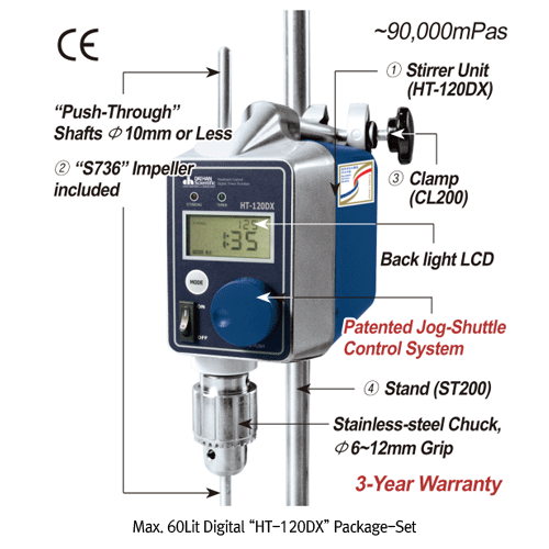 Stirrer Digital, Overhead, High-torque, 60000mPas HT-50DX- Unit Only, 120V
