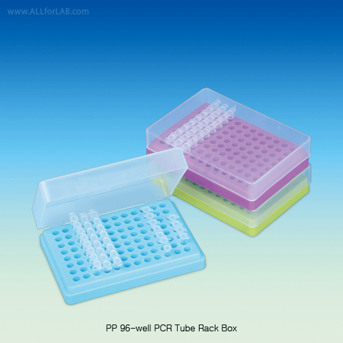 PCR Tube Rack, PP, Φ6 mm×96 holes, 129×88×h30 mm, Green, with Separable Lid