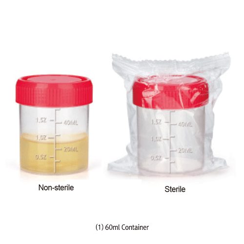 Container, for Urine/Medical Sample, PP, Sterile, 60/10㎖, Φ43×h55mm
