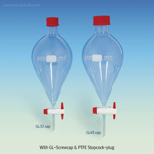Funnel Sepa, 500ml, Φ105mm, 24/29, with GL32 Screwcap, 2.5mm bore(plug)