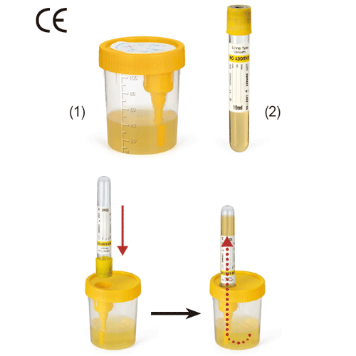 Vacuum Tube, for Urine Sample PET, with PP Cap, Sterile, 10㎖, Φ13×h106mm