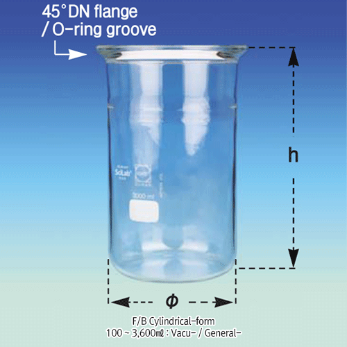 DURAN-glass F/B Vacu./Pressure Vessel, DN 200 Vessel, - 20,000~21,000 / 2,000㎖.