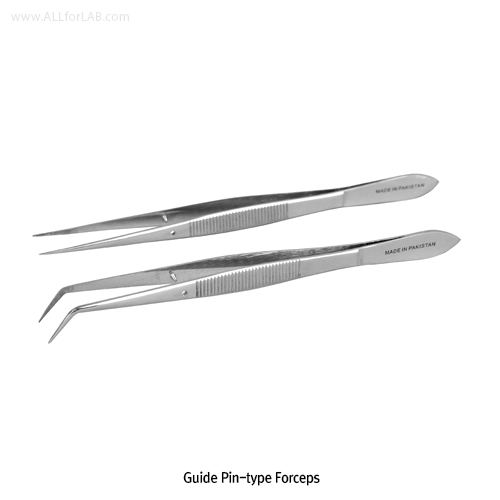 Forcep, Curved, w/Guide Pin, STS, Sharp Tip, L115mm