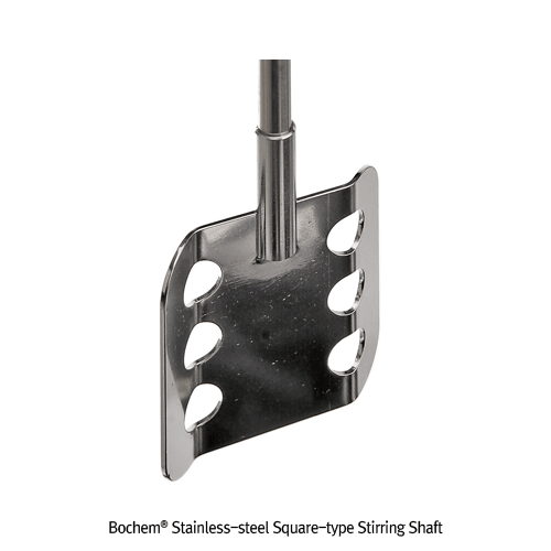 Stir-Shaft, SS, Rod-0Φ8×L400mm, Rotor-Φ70×h65mm×t1.7mm, 6×Φ12mm Hole