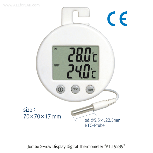Thermometer in/out-door, 2row -50~+70℃