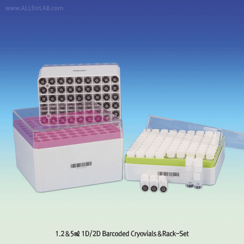 Cryovial Rack-Set, 1D&2D Barcode, External Thread,81ea, 1.2㎖, Φ12×h42mm