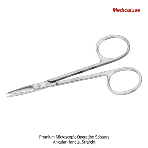 Scissors Microscopic, CrNi 18/8, Curved, execution w/angular handles 105mm
