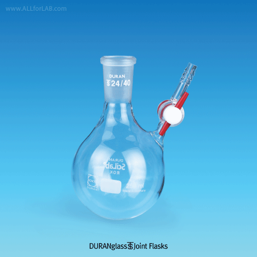 DURAN® Flask joint w/ side arm ptfe stopcock, 100ml, 24/40