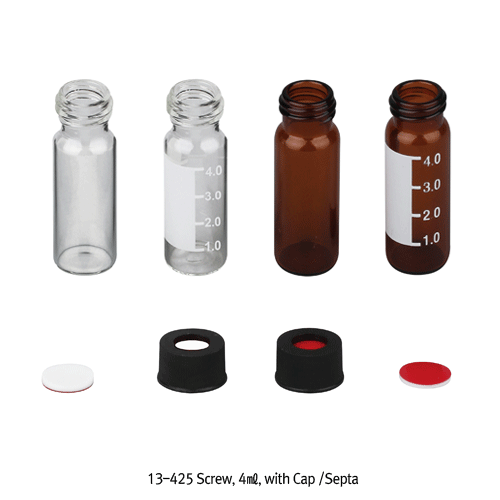 Vial, 4㎖, Clear, w/ Closed -top Cap & PE Septa