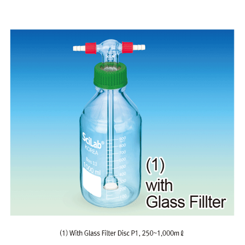 Bottle gas Absorption, w/ filter P1, SciLab® 1000ml