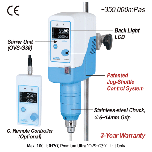 Premium Ultra Hi-torque Overhead Stirrer ,OVS-G30 SET (with st200)