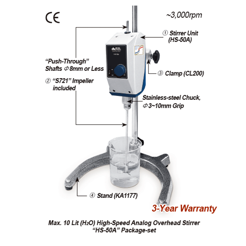Stirrer Analog, Overhead, High-speed, 5000mPas HS-50A-Unit Only, 120V
