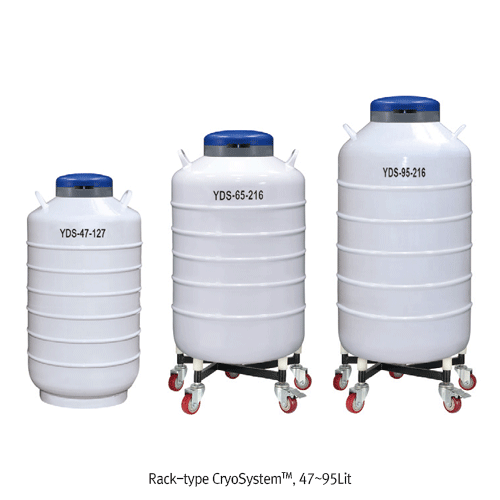 Cryosystem Dewar Vessel, without Canister & Rack, Neck Dia. Φ216mm. 65Lit, w/ Roller Base