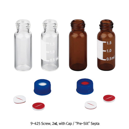 Vial, 2㎖, Amber, w/ Open-top Cap & White PTFE / Red Sil. Septa