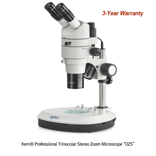 Microscope, Professinal, Stereo Zoom, HWF 10x/Ø22mm, 0.8-8x, Trinocular, Pillar Style