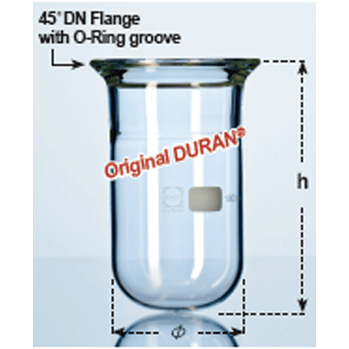 DURAN-glass Vacuum/Pressure Reaction Vessel, DN 120 Vessel, - 3,000~3,600(full)㎖, 1.5 bar.