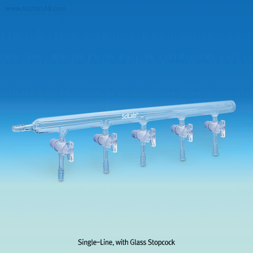 Vacu. Manifold.2Line, 2-Way Glass cock, 3xPlaces