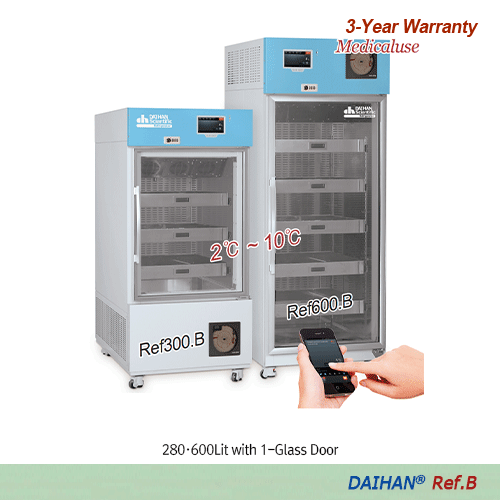 2~10°CSMART Blood Bank Refrigerator, 1300Lit., Glass-door, with Recorder, 230V